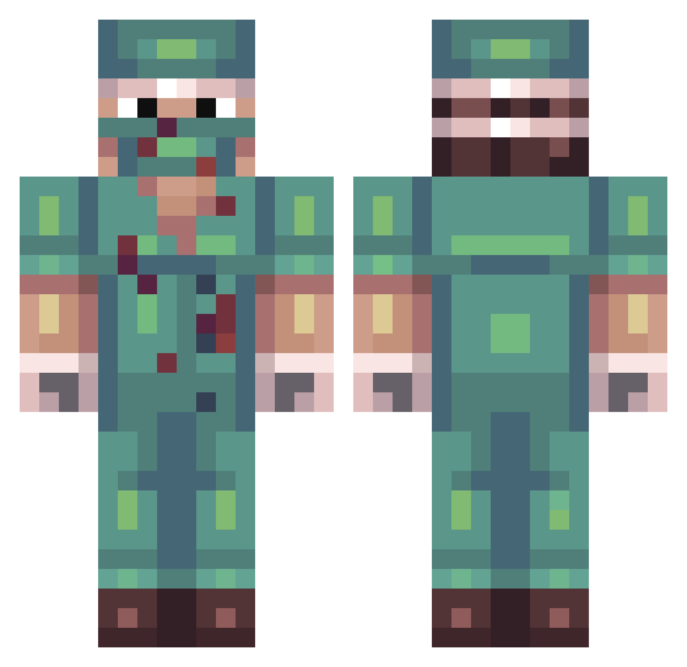 Sterilization Minecraft skin, front and back view