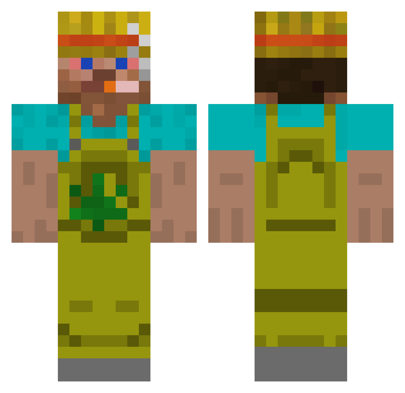 incarl Minecraft skin, front and back view