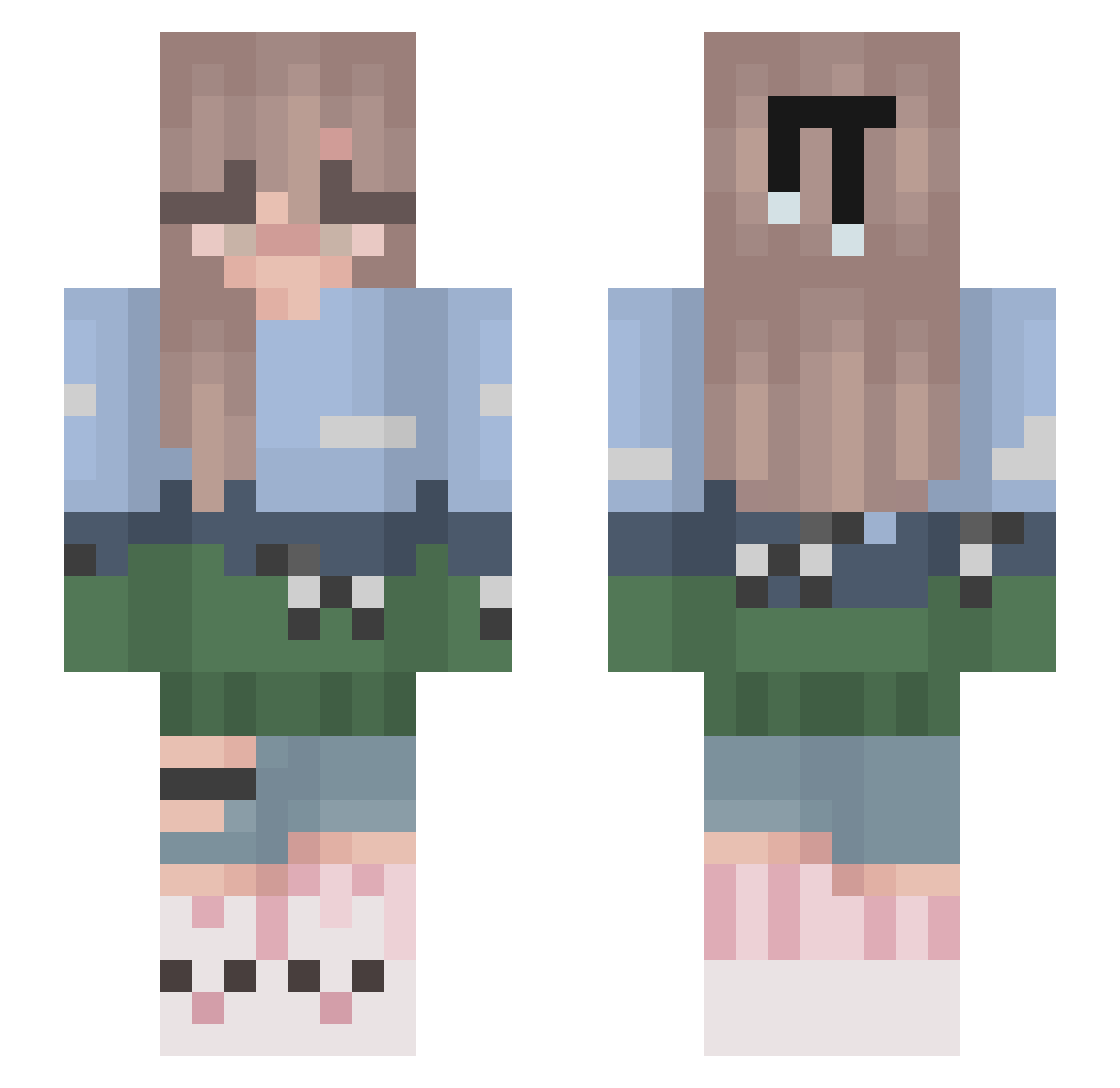 Jvlaxx Minecraft skin, front and back view