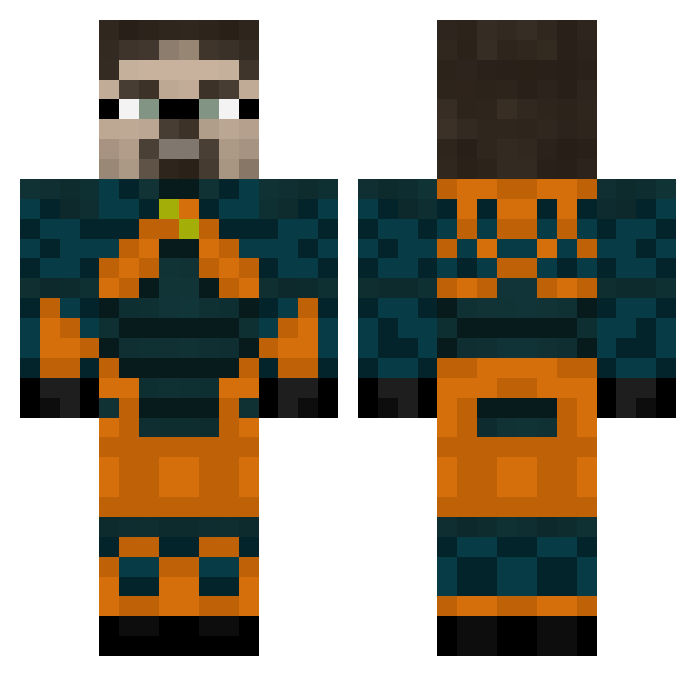 TurtleSquidBoy Minecraft skin, front and back view