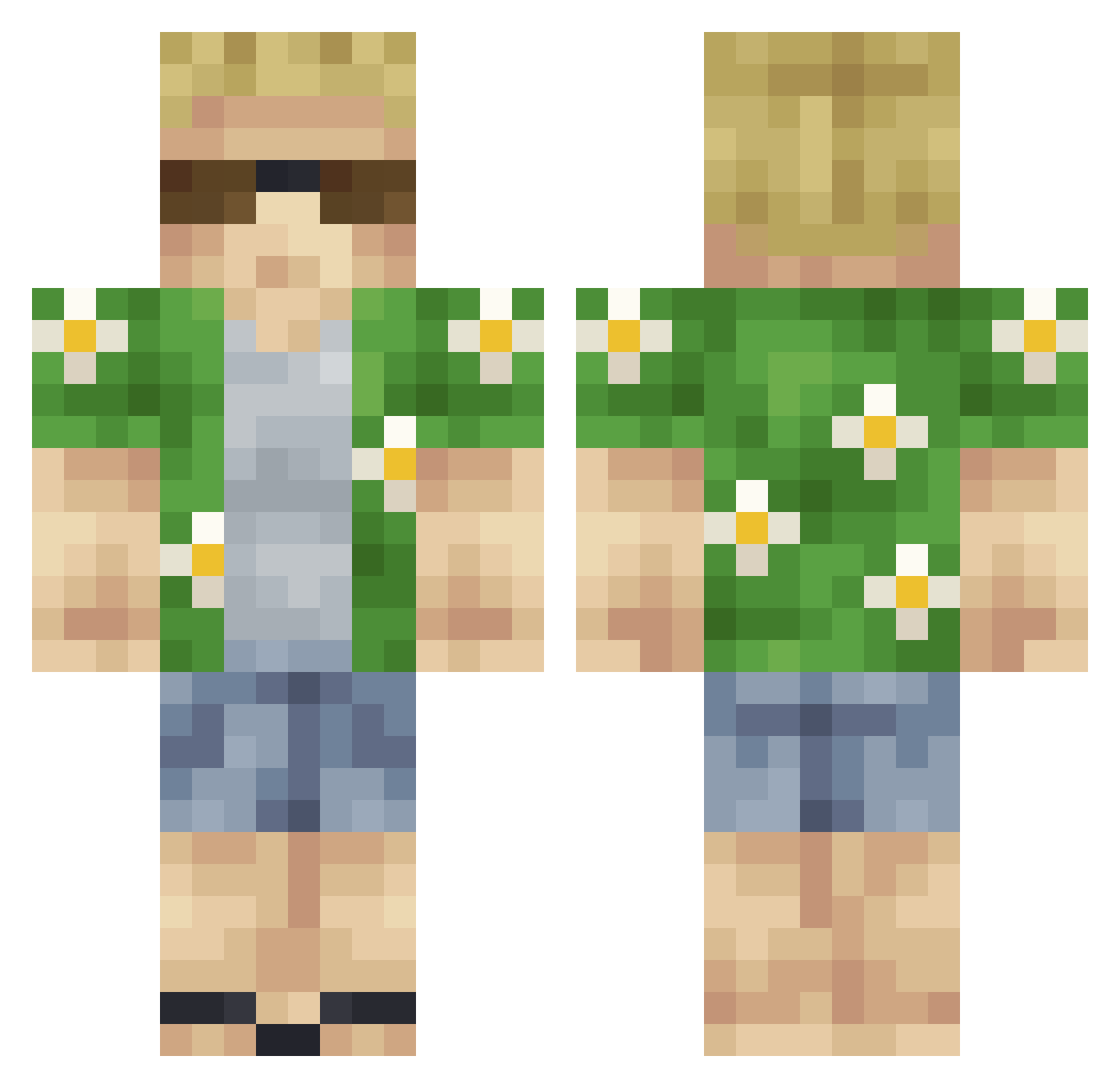 Dezenir2236k Minecraft skin, front and back view