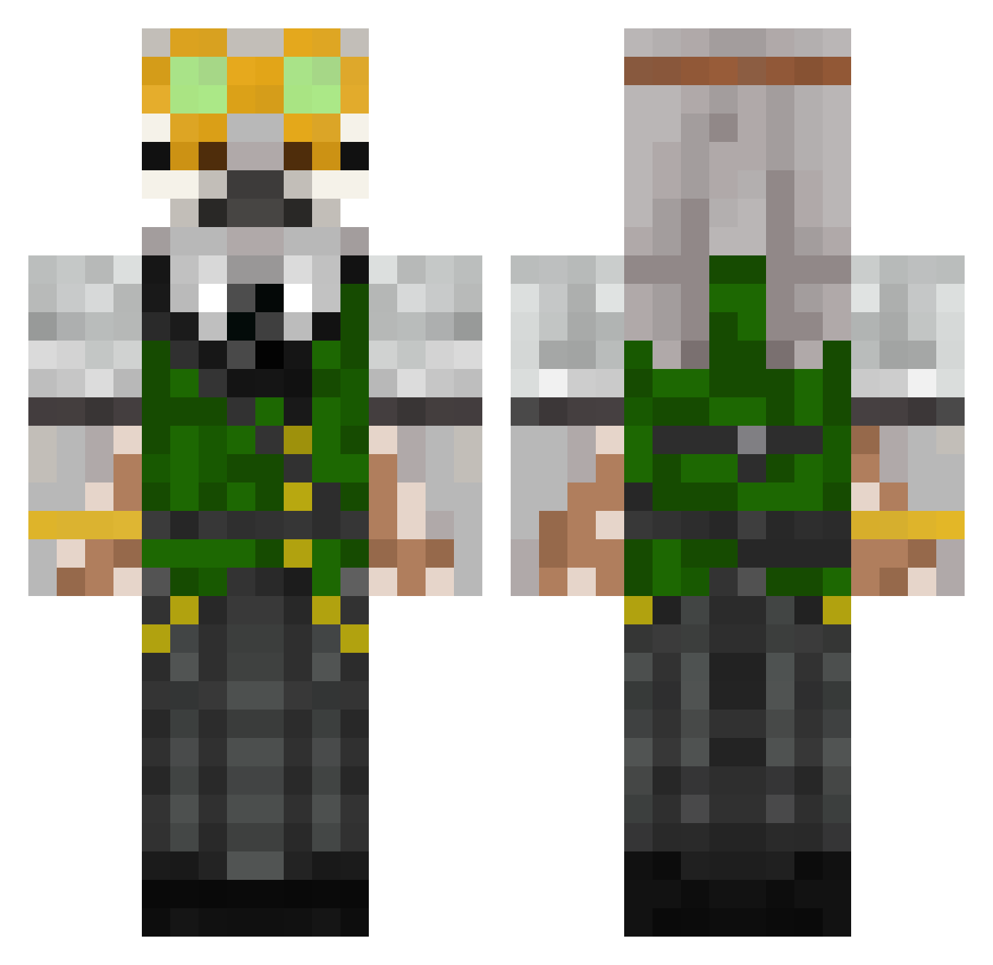 pockt Minecraft skin, front and back view