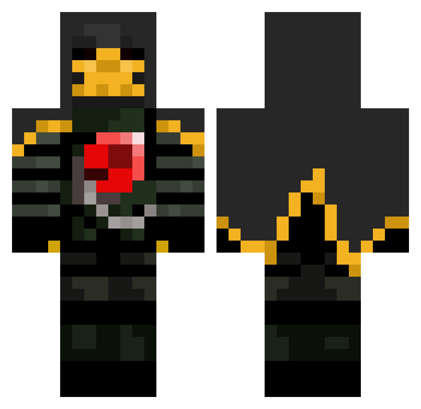 Blackmanzhands Minecraft skin, front and back view