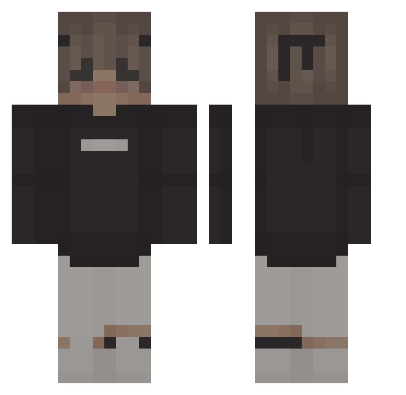 xJar Minecraft skin, front and back view