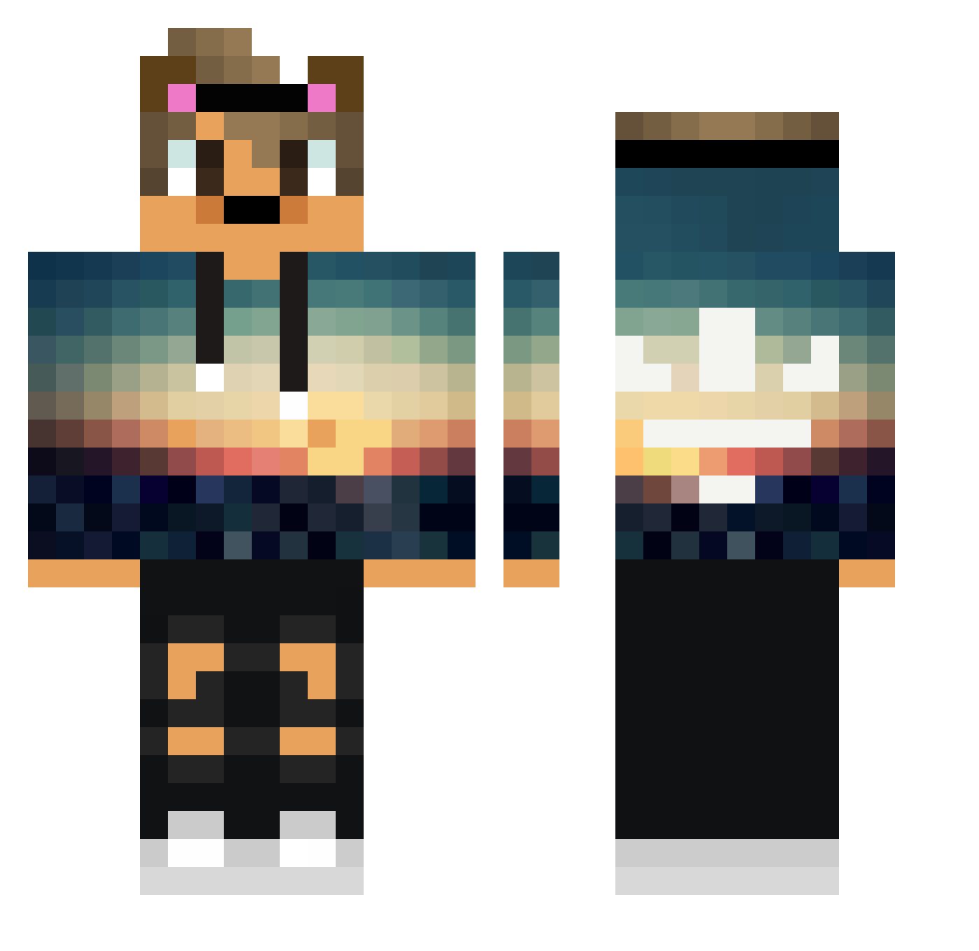 Registering Minecraft skin, front and back view