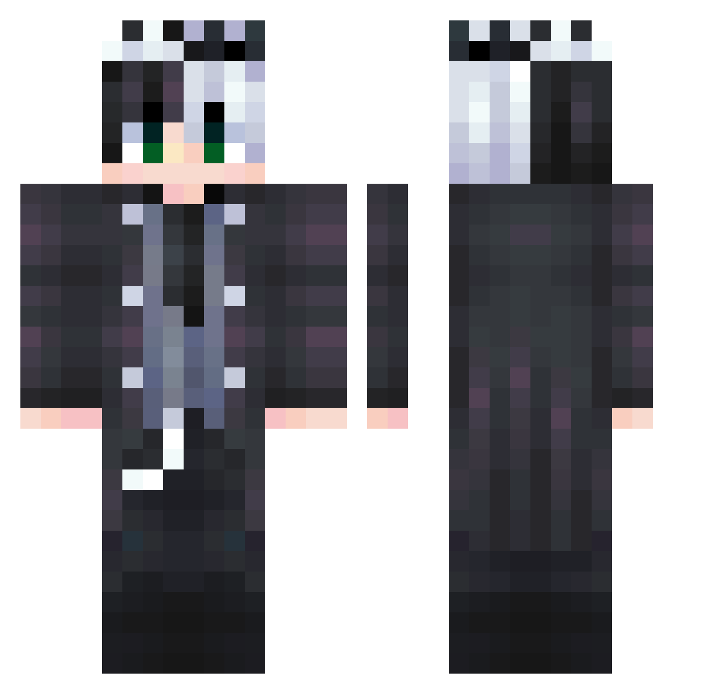 nickvalentlne Minecraft skin, front and back view