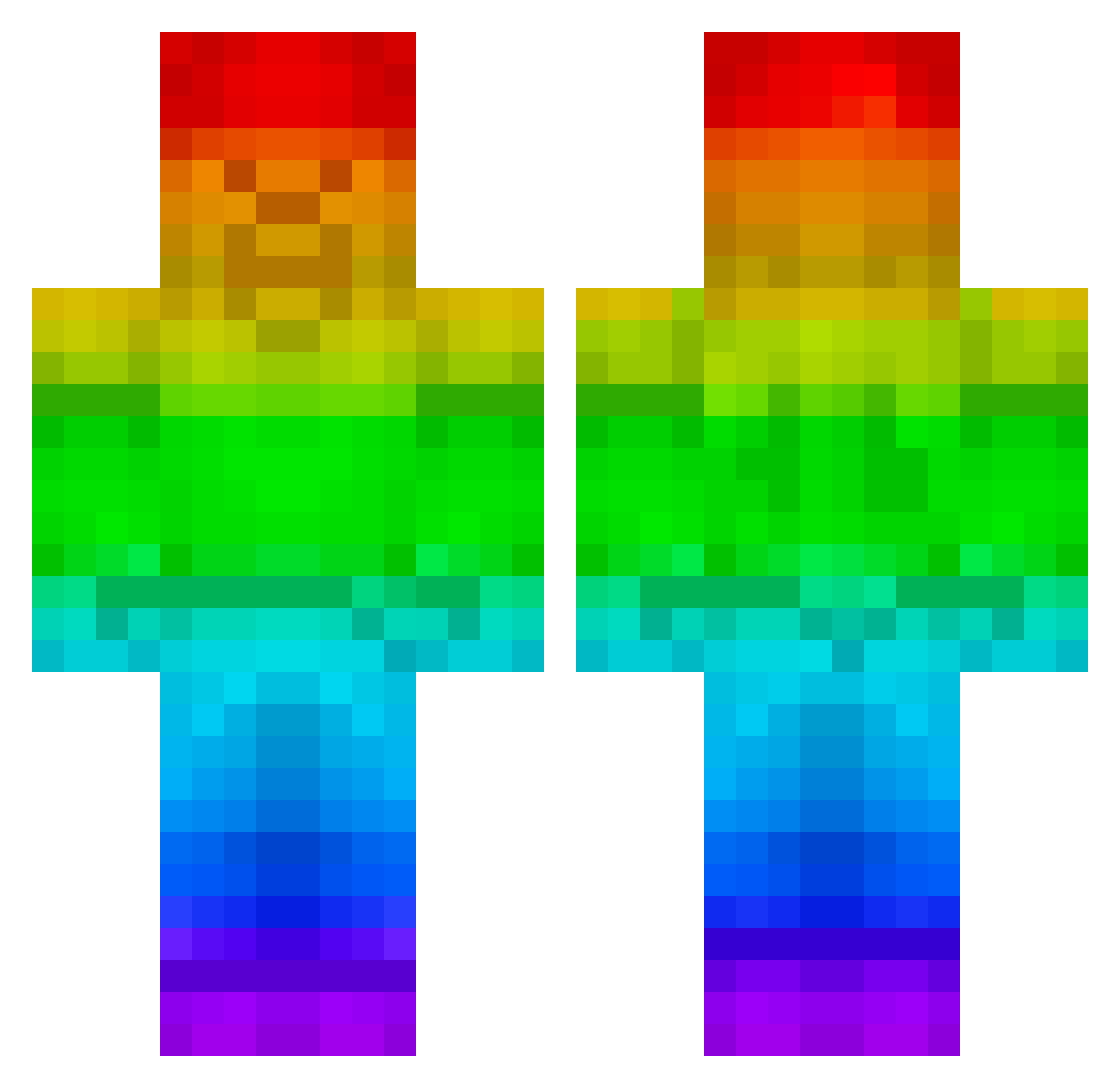PebblesAxolotl Minecraft skin, front and back view