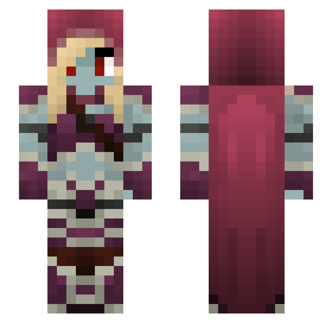 Helminthiasis Minecraft skin, front and back view