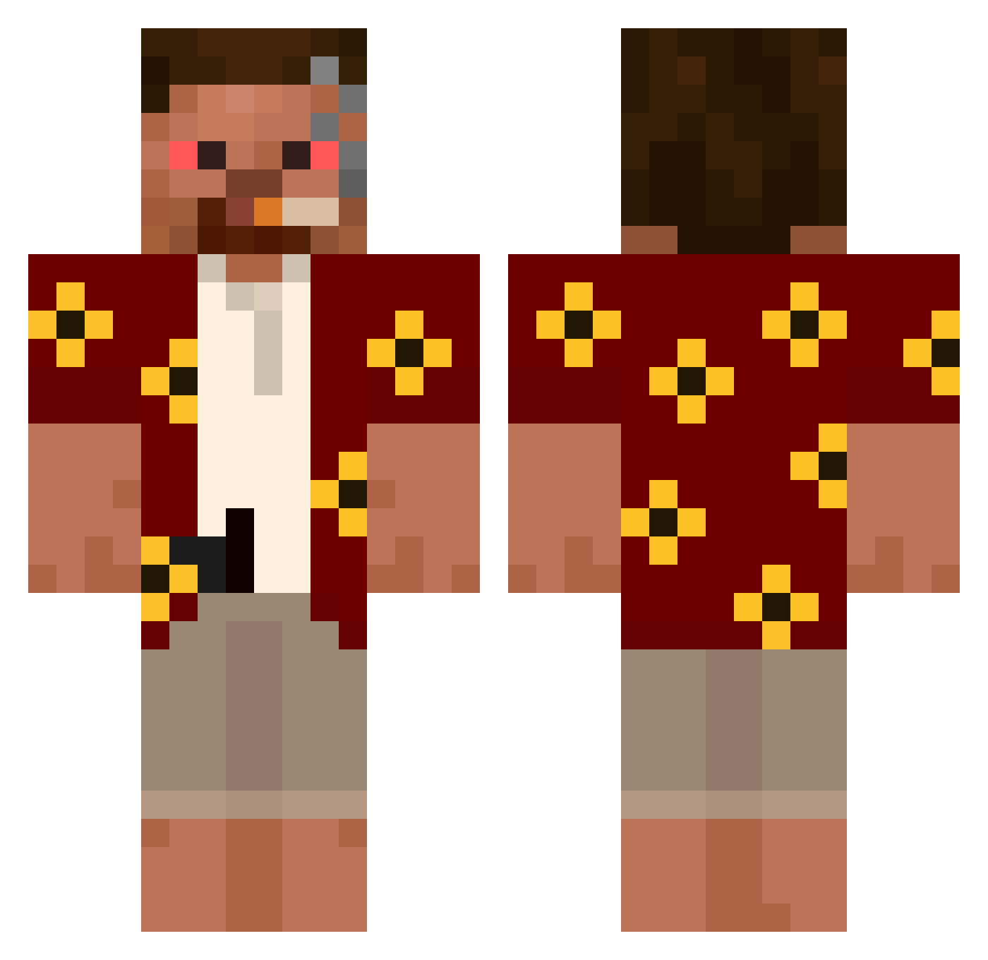 ItzMellee Minecraft skin, front and back view