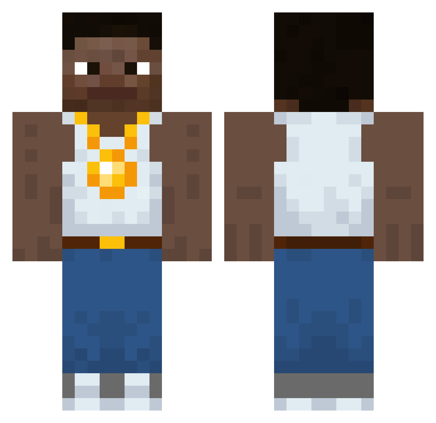 Rudolfs Minecraft skin, front and back view
