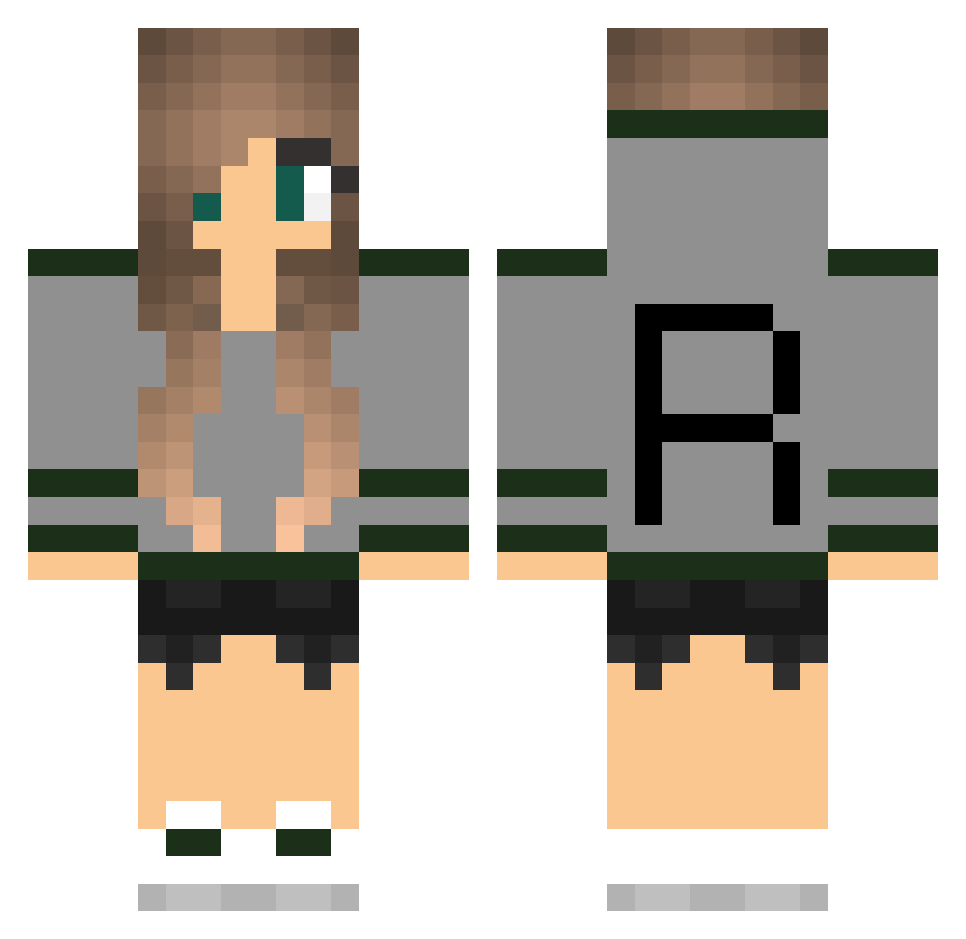 Raven0764 Minecraft skin, front and back view