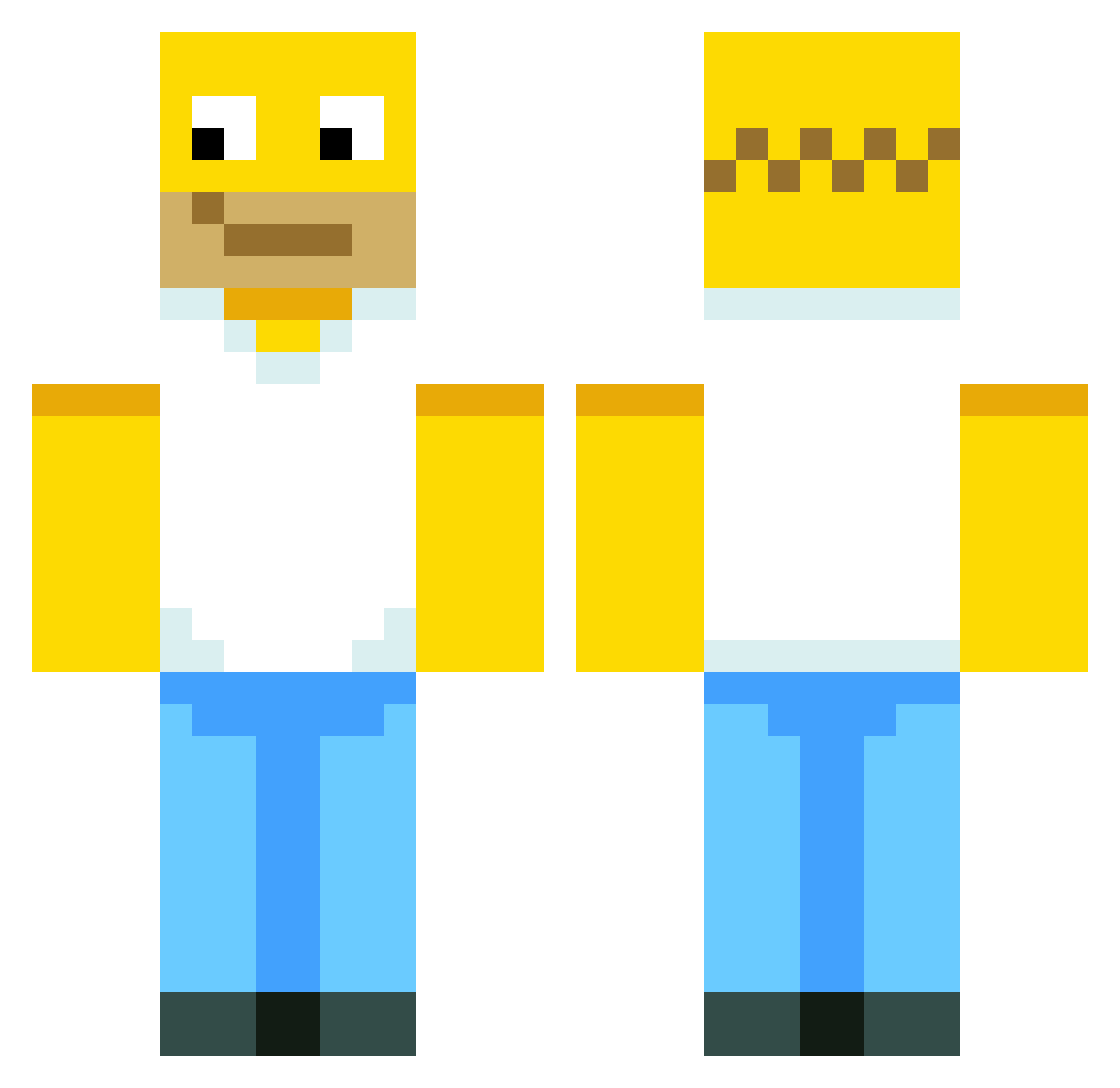 prpd Minecraft skin, front and back view