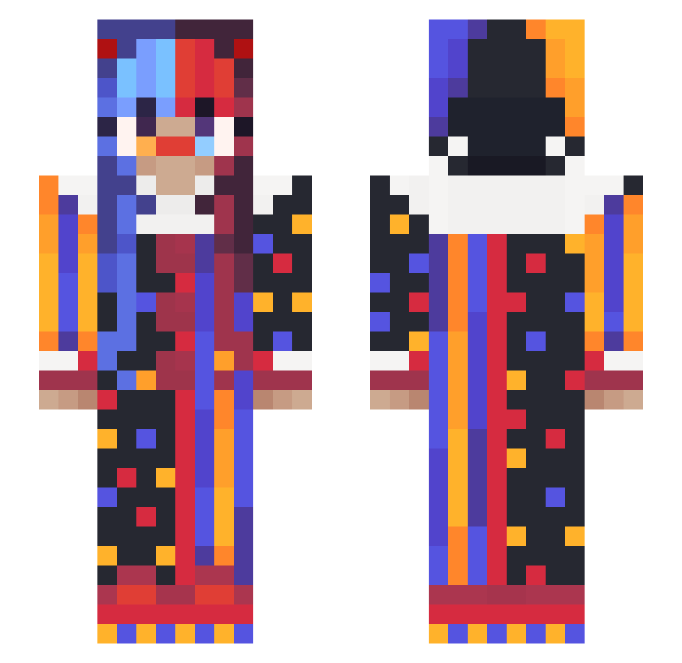 Aykio411 Minecraft skin, front and back view