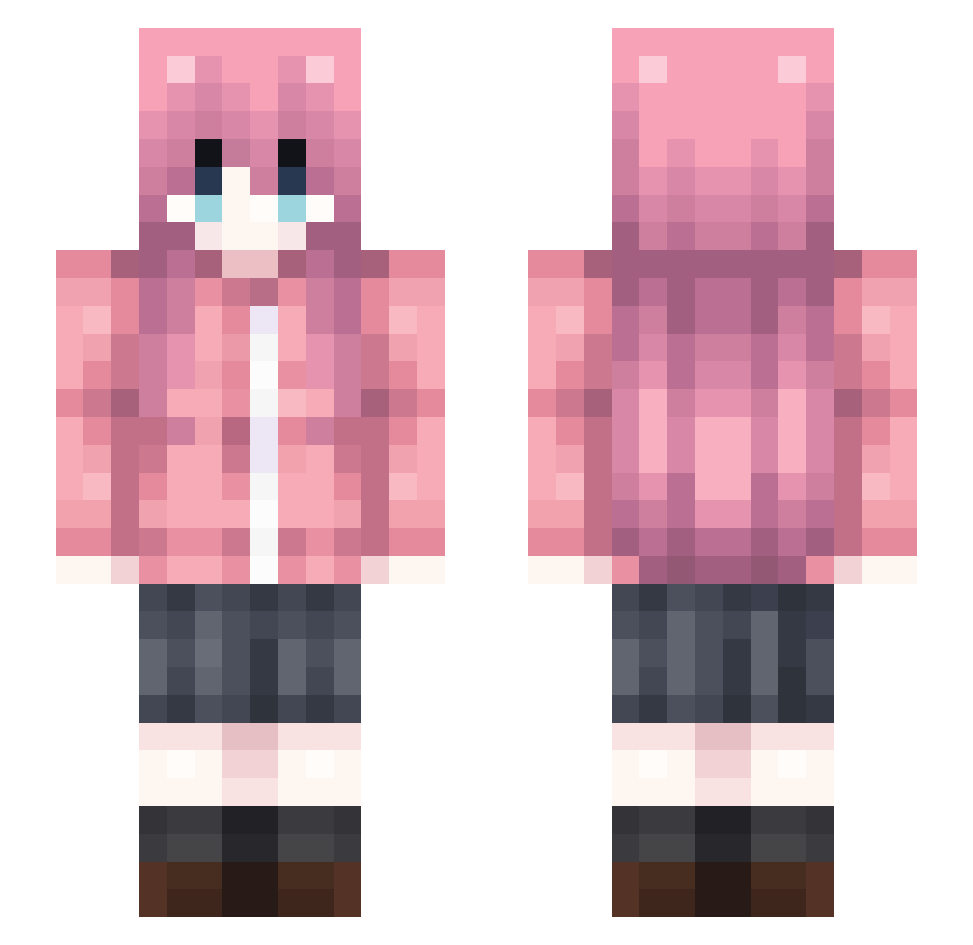 NipFey Minecraft skin, front and back view