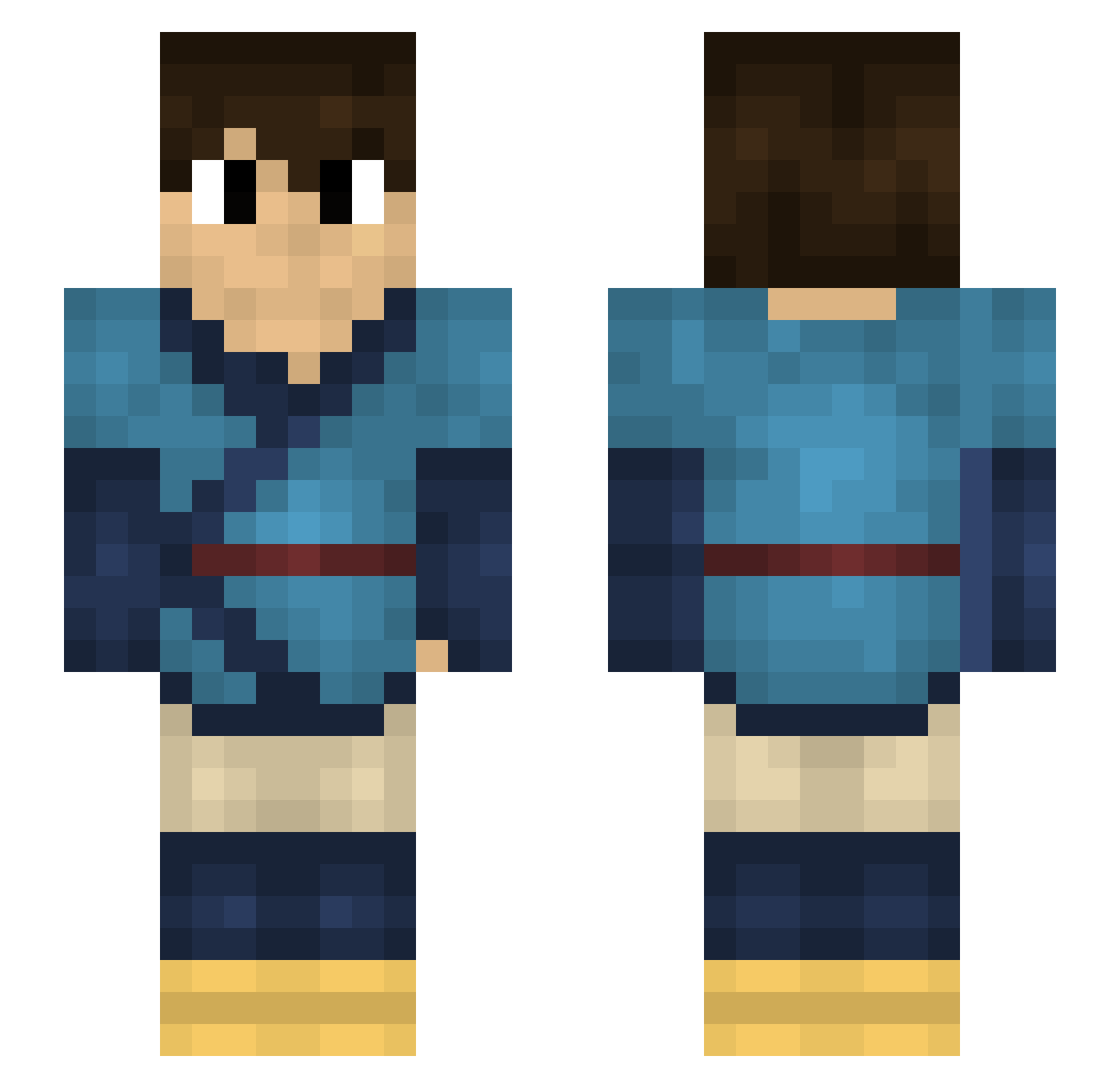 Raelo Minecraft skin, front and back view