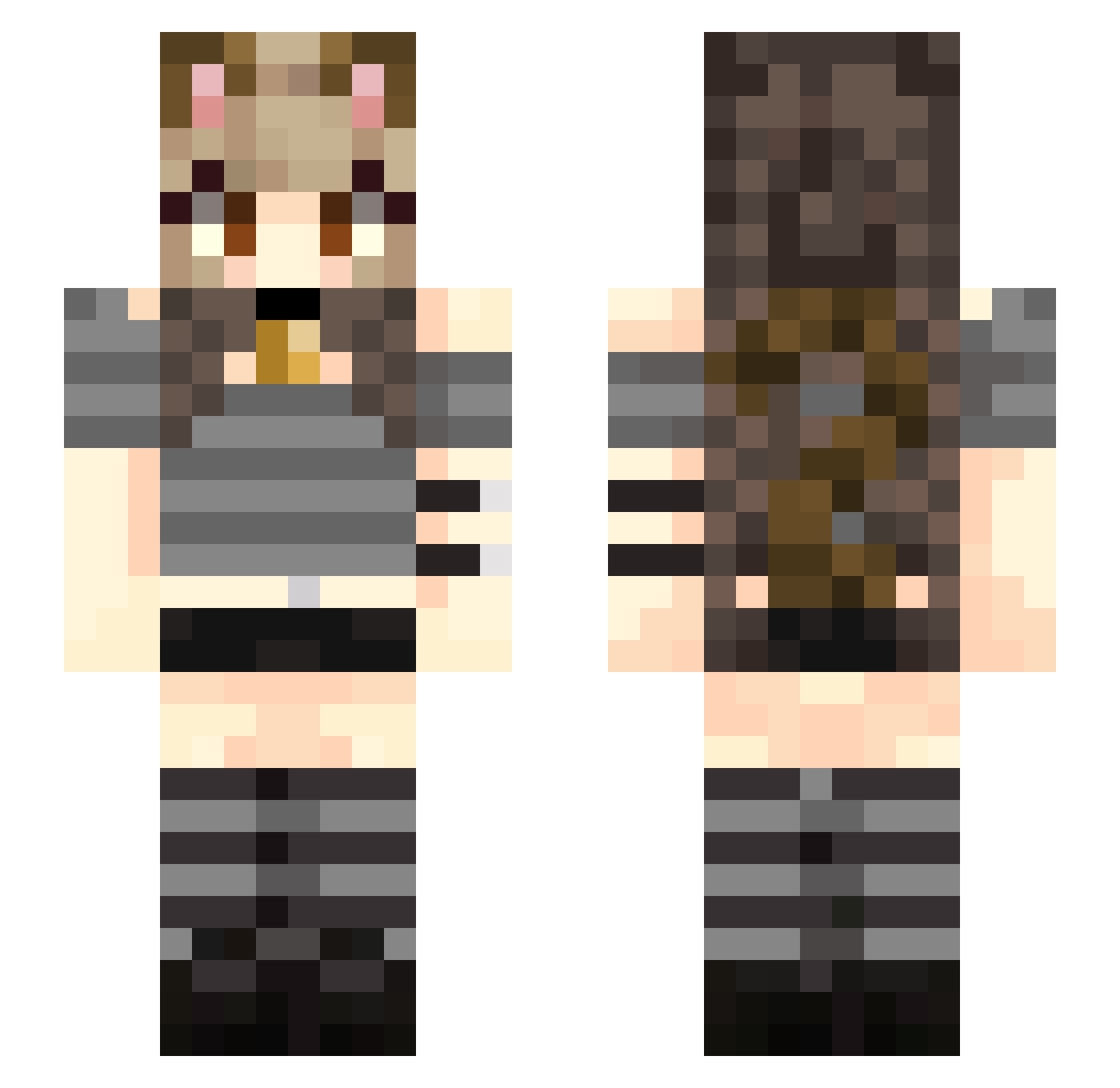 PrincessEztli Minecraft skin, front and back view