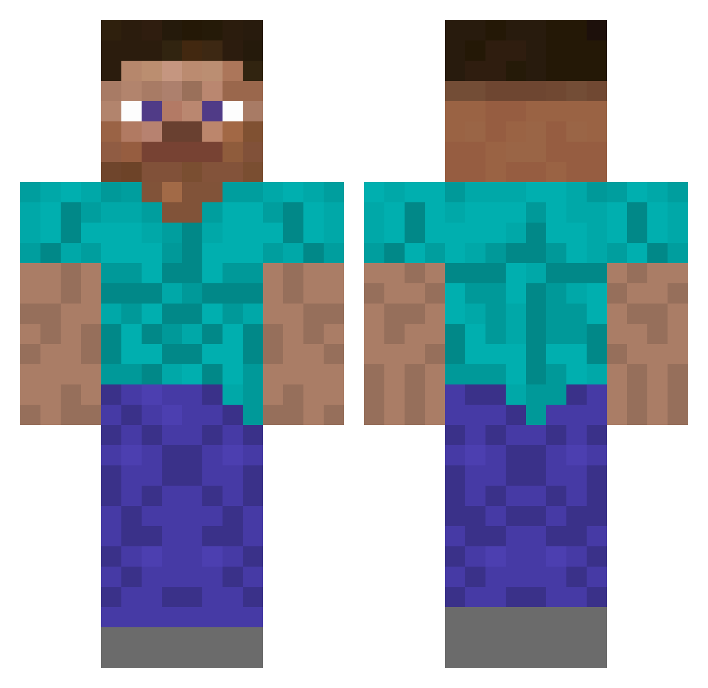ryvls Minecraft skin, front and back view