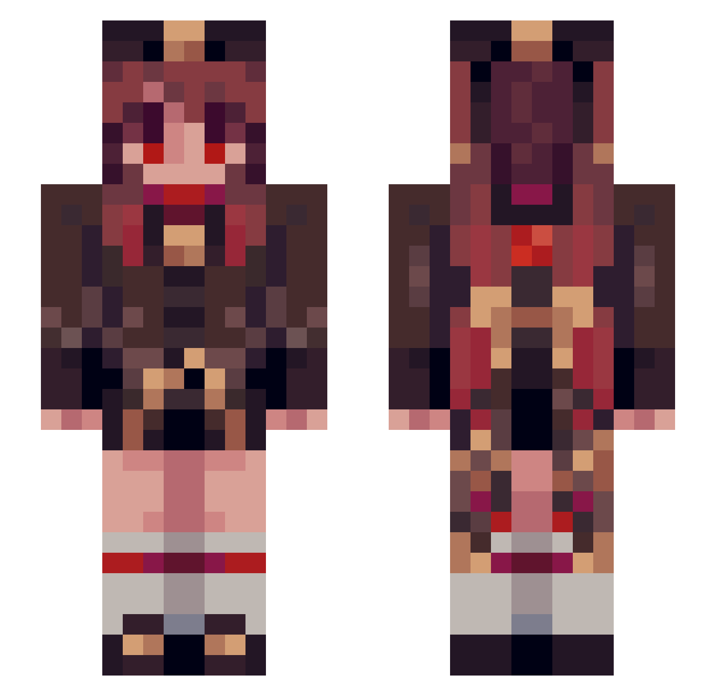 hardbasser Minecraft skin, front and back view