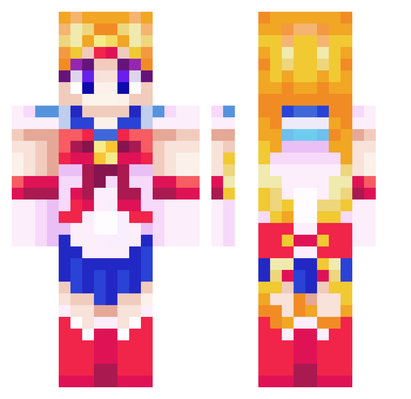Gimpus Minecraft skin, front and back view