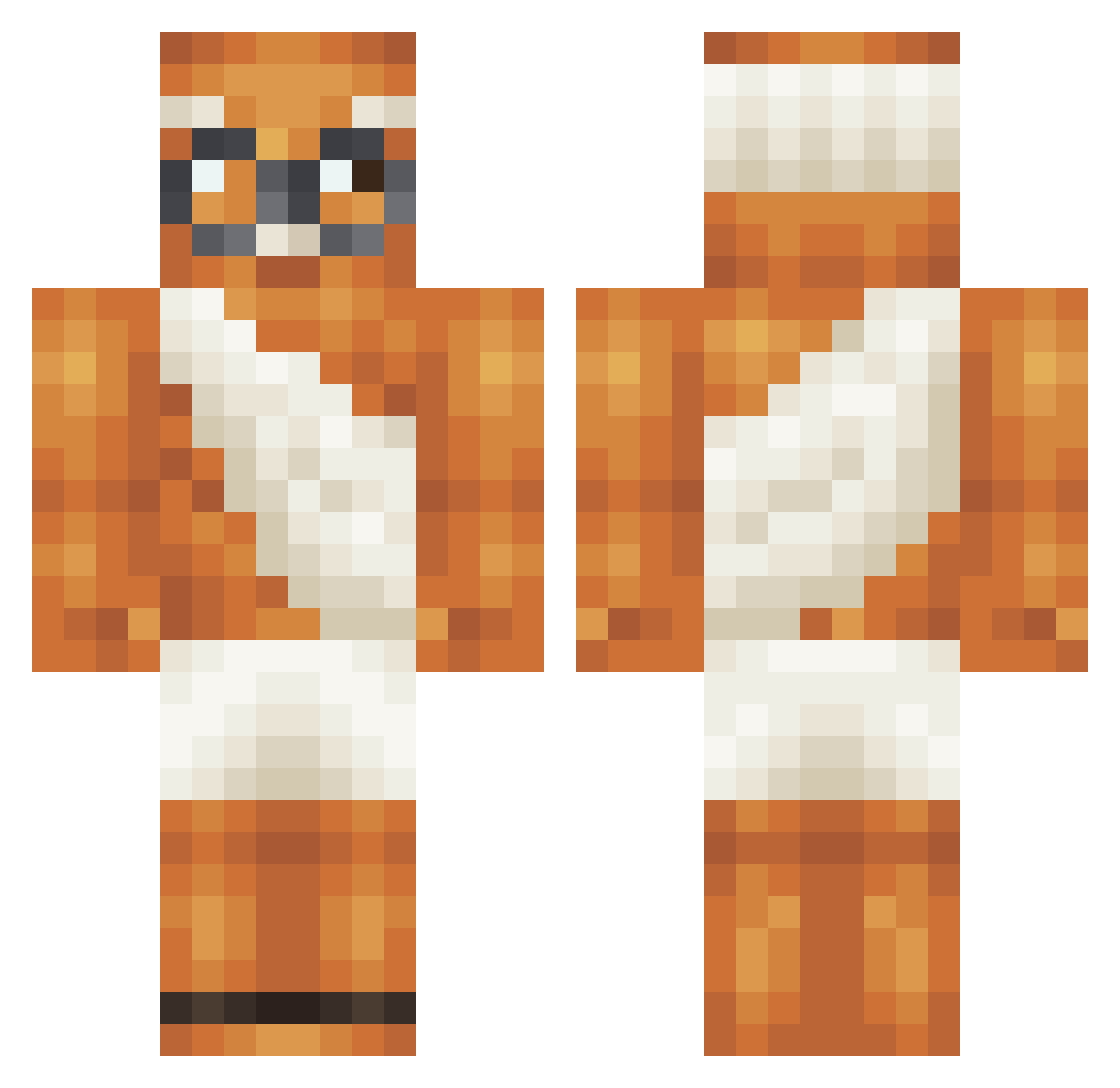 Mocha1484 Minecraft skin, front and back view