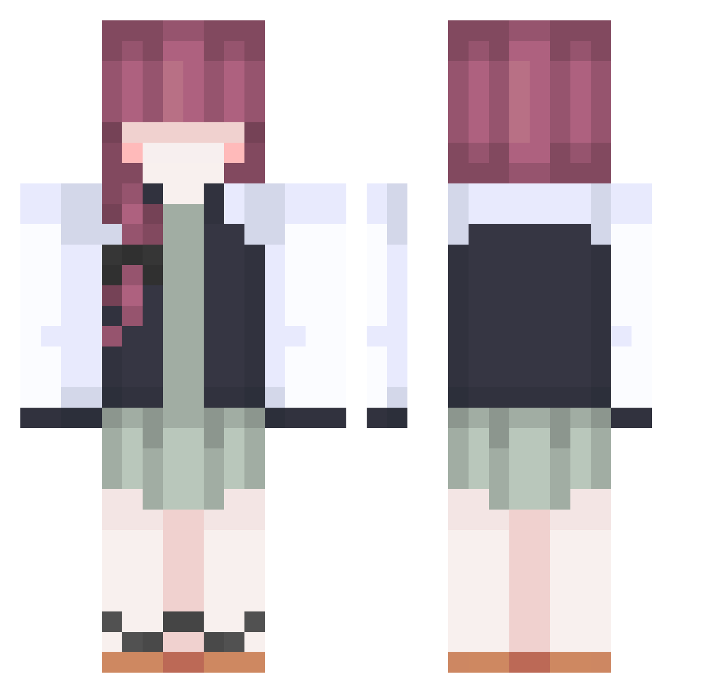 Ryoer Minecraft skin, front and back view