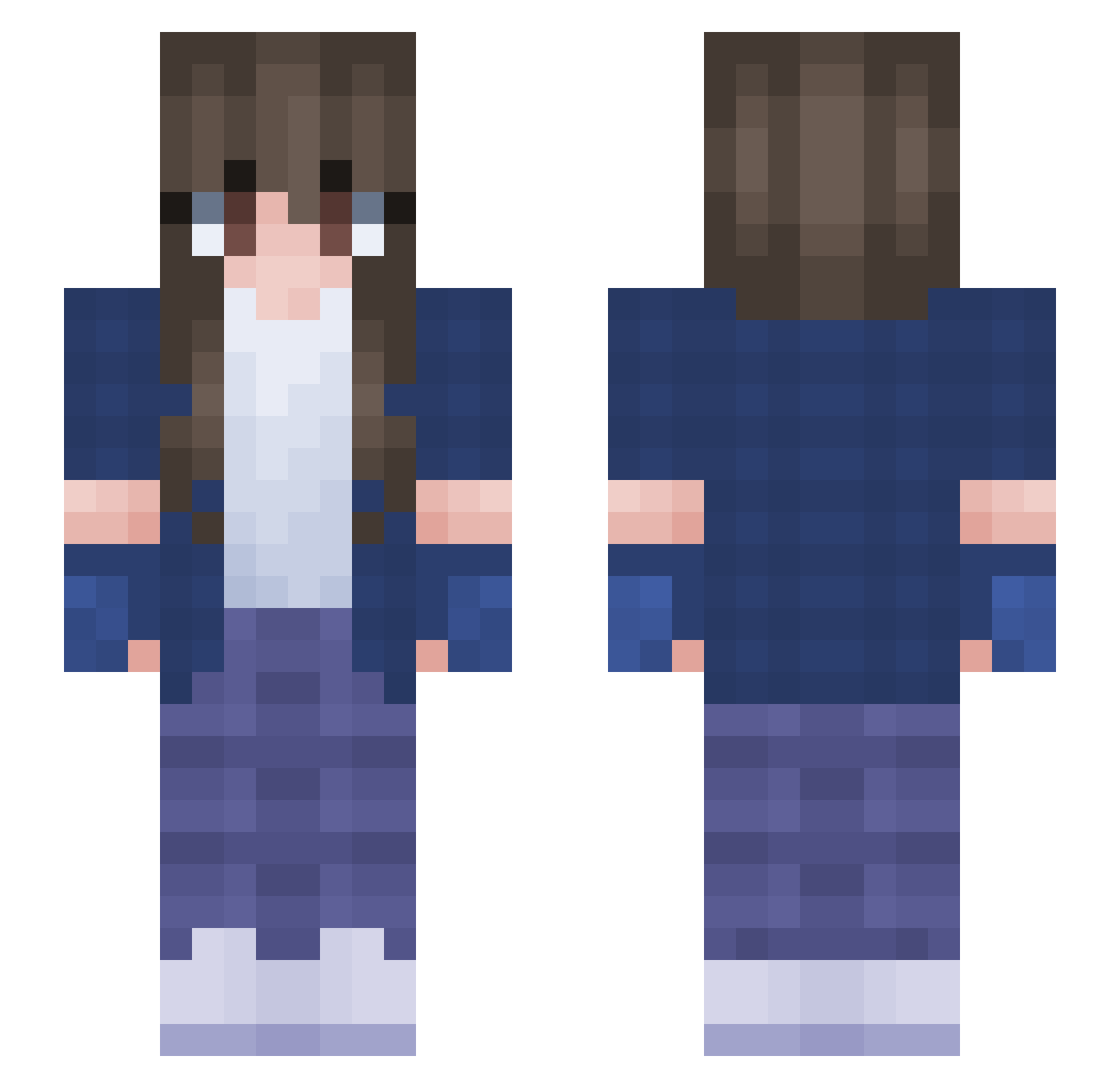 Wabytee Minecraft skin, front and back view