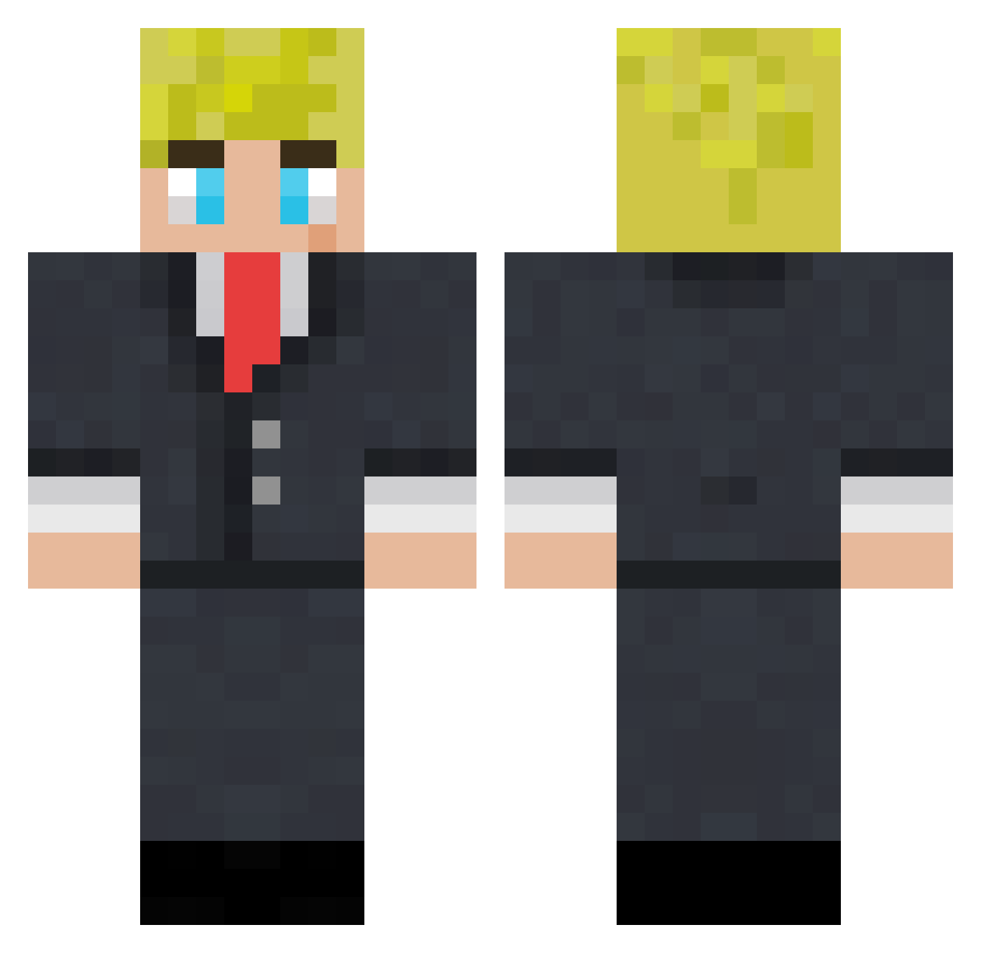 R2vu Minecraft skin, front and back view