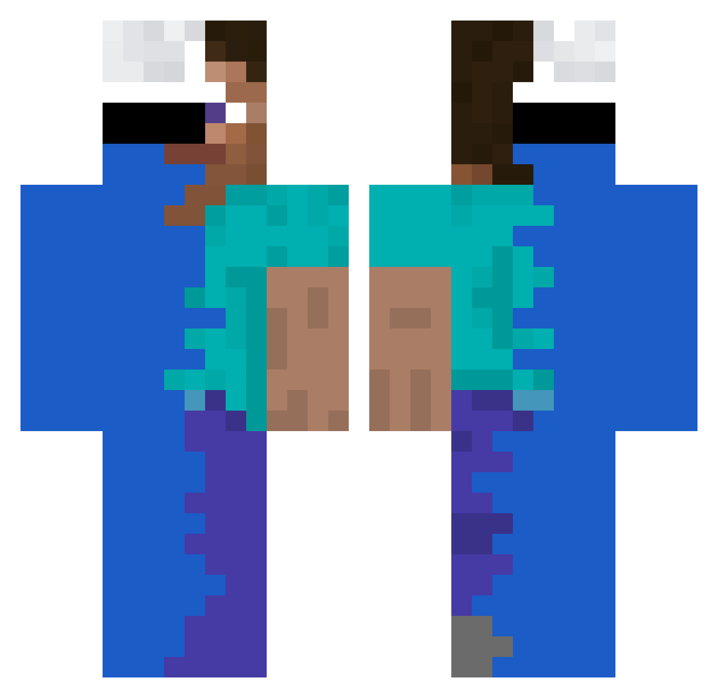 RumbleSwipe Minecraft skin, front and back view