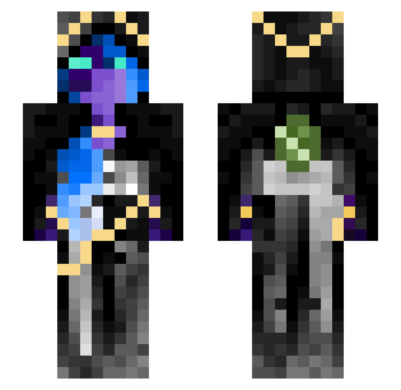 ProbablyArtemis Minecraft skin, front and back view