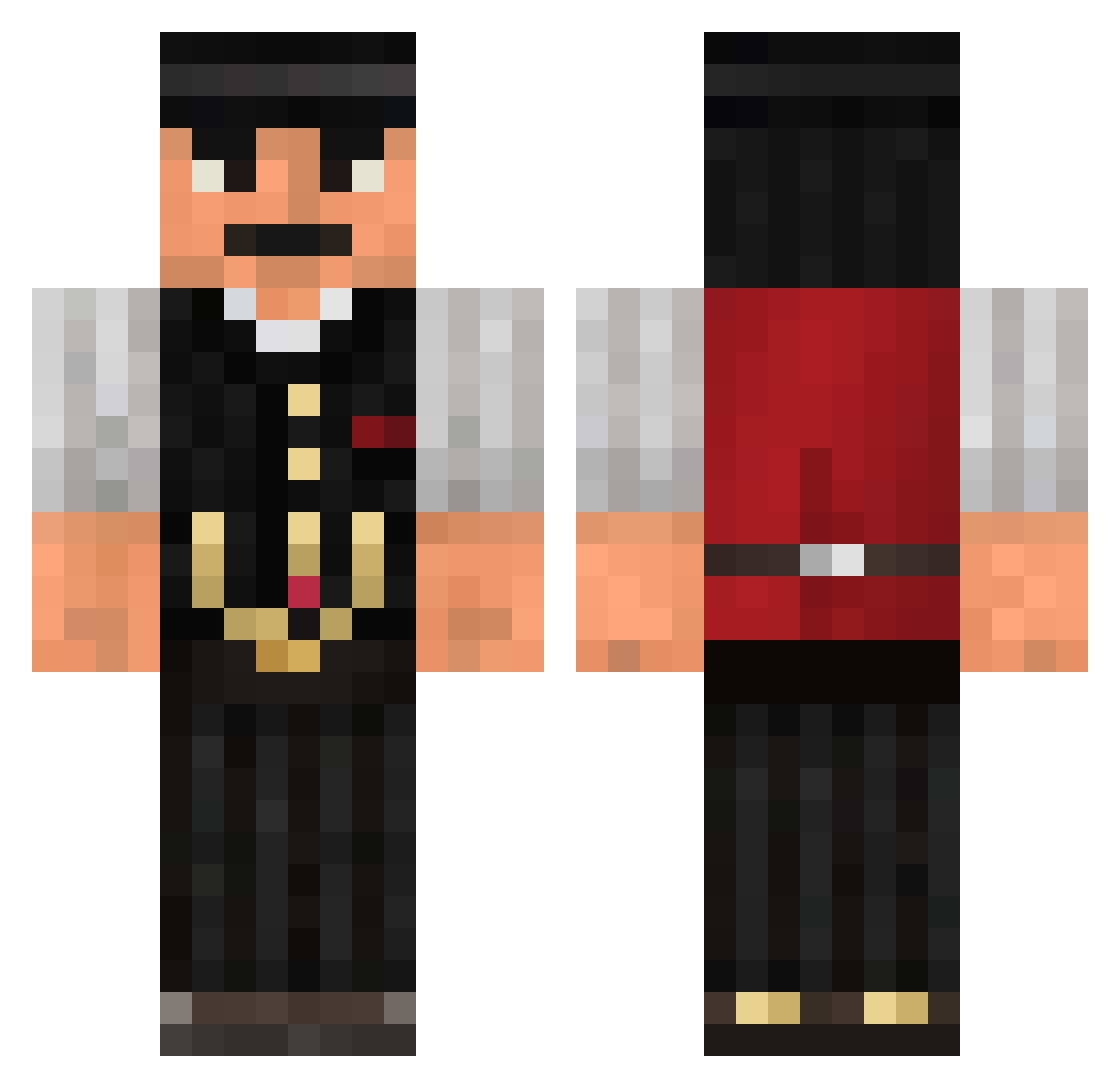 Sabine_prankbros Minecraft skin, front and back view