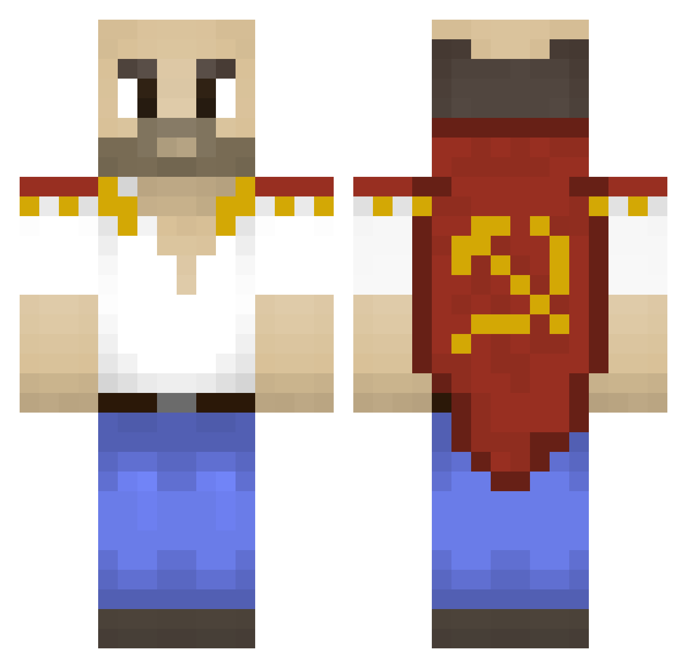 BlackKnightBR Minecraft skin, front and back view