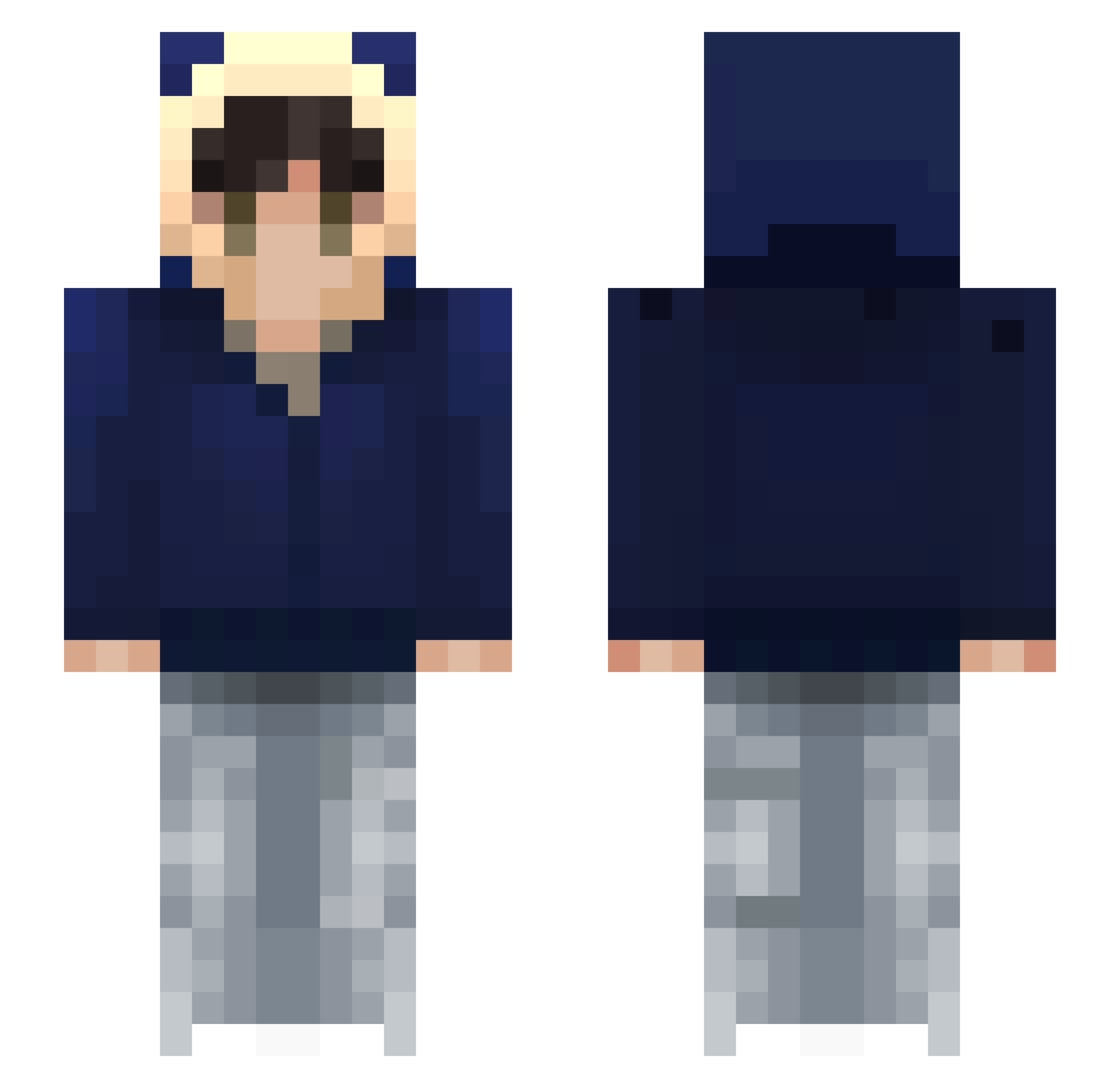 yvzpipo Minecraft skin, front and back view