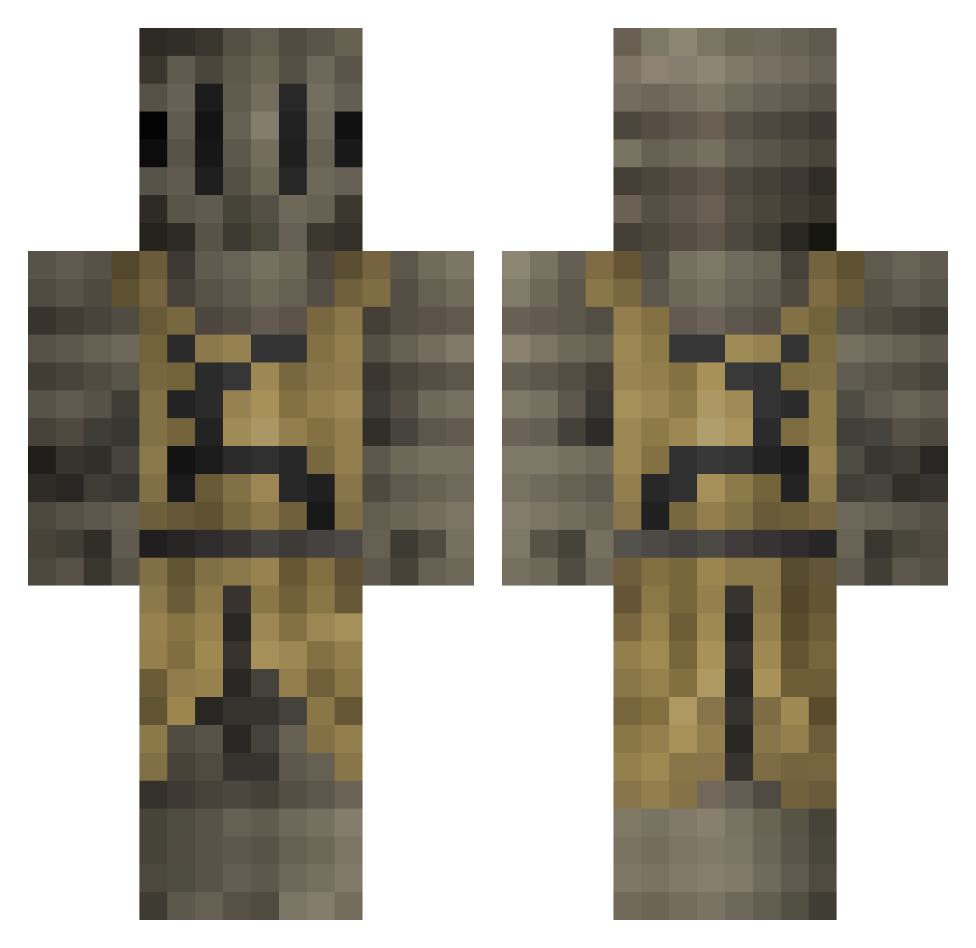 Gaby974 Minecraft skin, front and back view