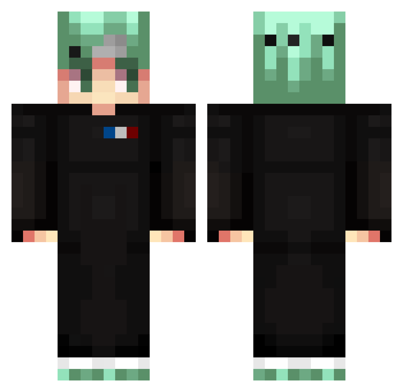 Waykow Minecraft skin, front and back view