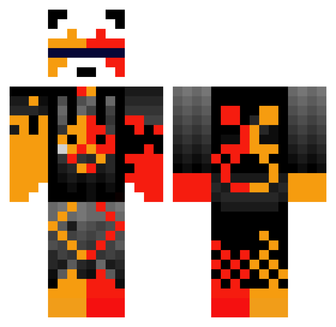 Blaze20028 Minecraft skin, front and back view