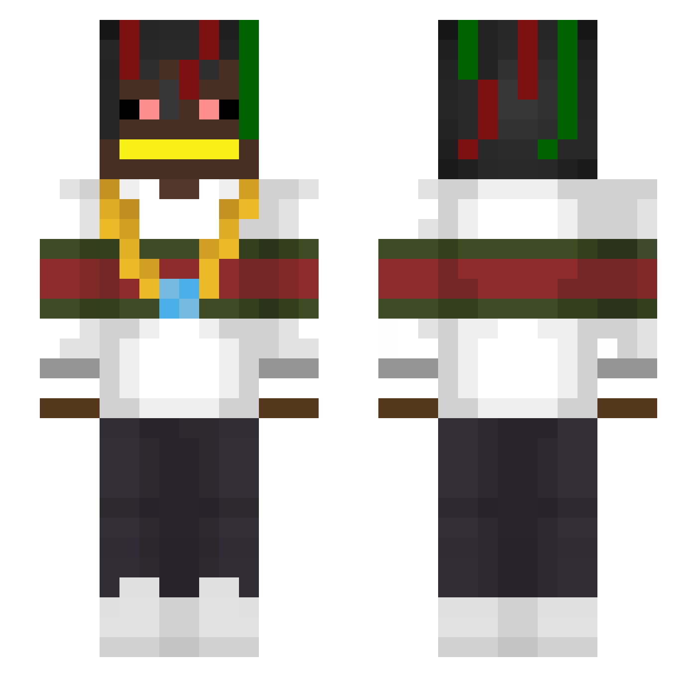 Not_Einstein Minecraft skin, front and back view