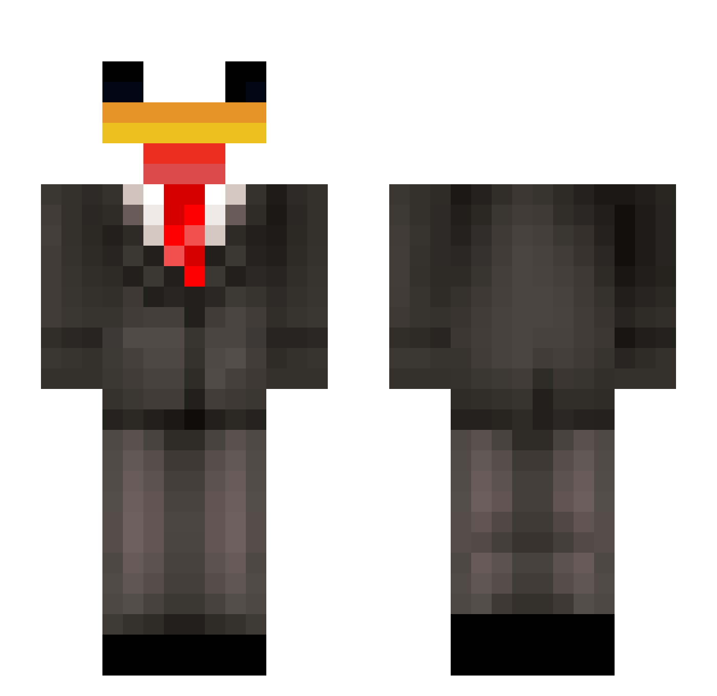 PolloDizNuts Minecraft skin, front and back view