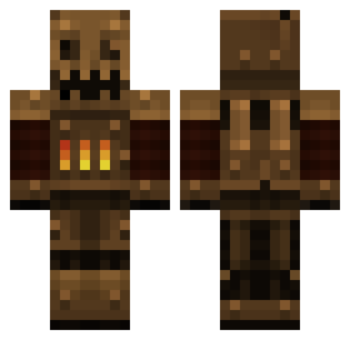 Toast008 Minecraft skin, front and back view