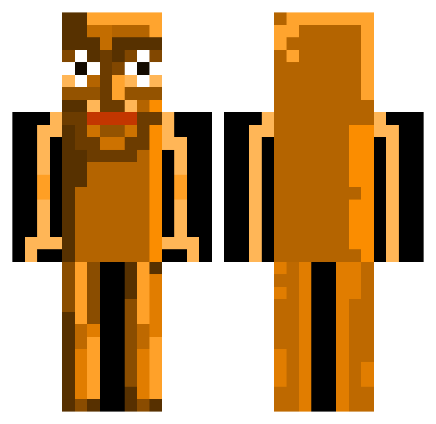 Bloomp77 Minecraft skin, front and back view