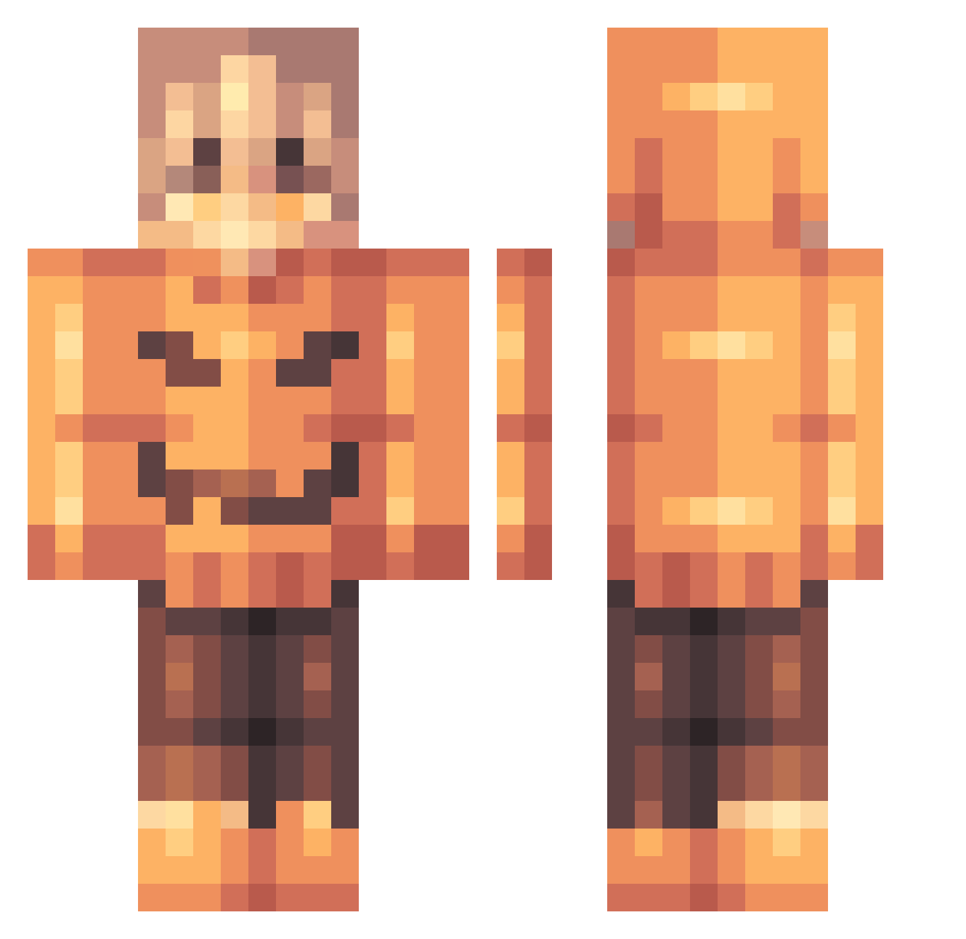 Spongebob1440 Minecraft skin, front and back view