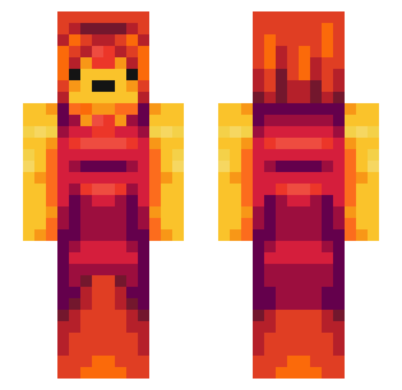 KpCal Minecraft skin, front and back view