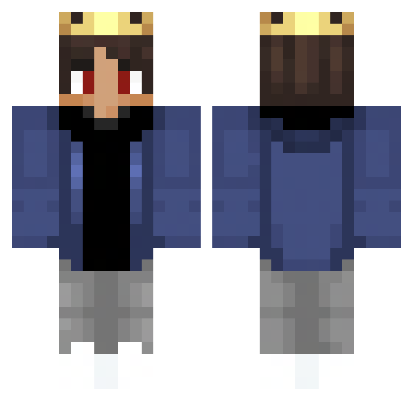 SolnexusX Minecraft skin, front and back view
