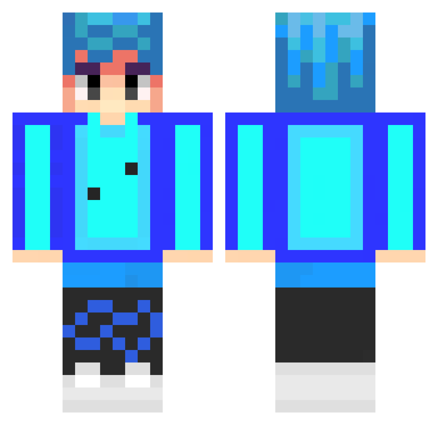 PowerDomin Minecraft skin, front and back view