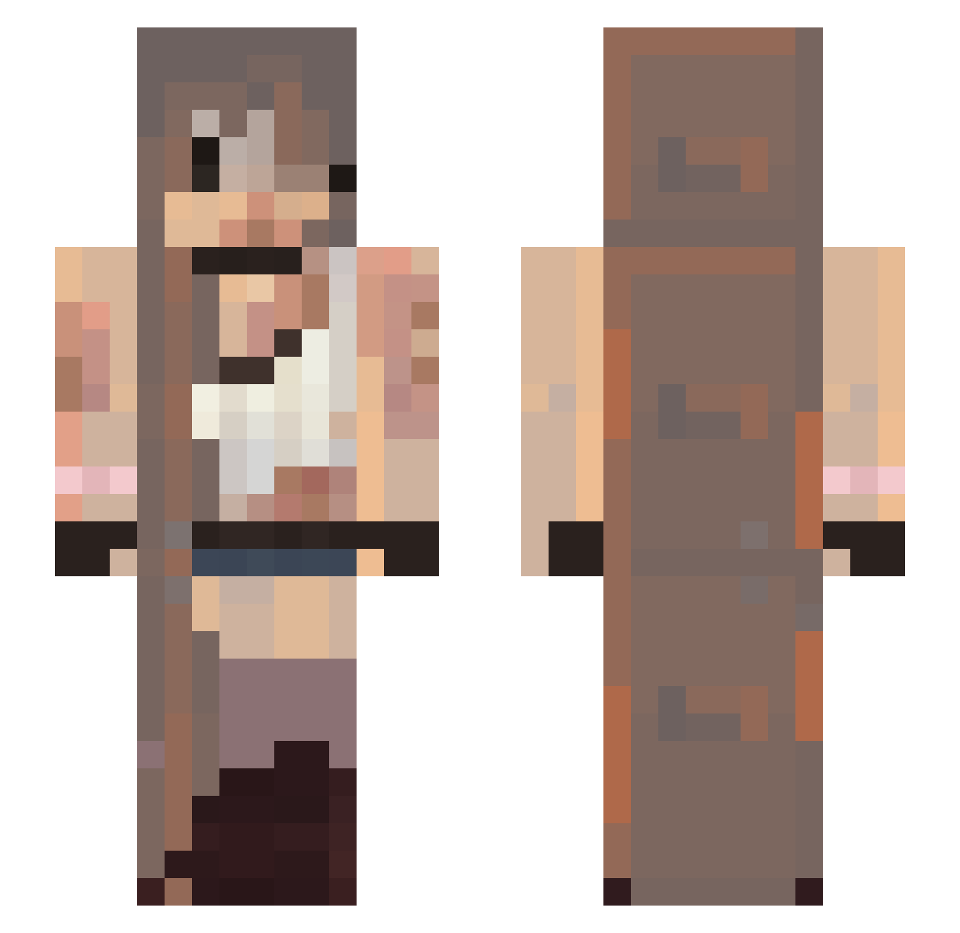 FentalityRp Minecraft skin, front and back view