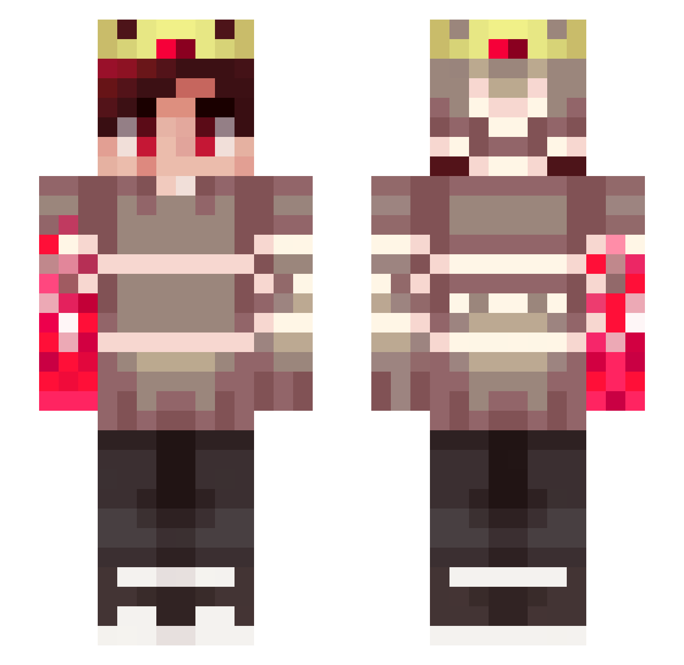 tideishere Minecraft skin, front and back view