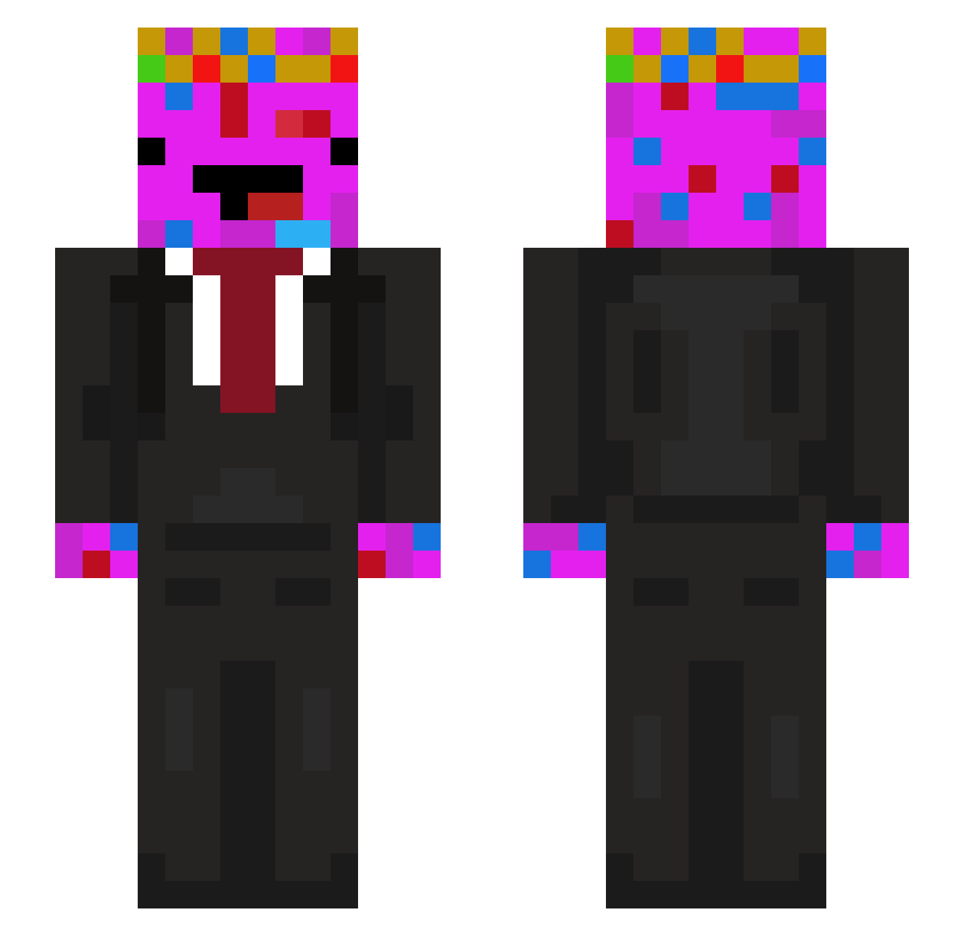 Pugmanjeep208 Minecraft skin, front and back view