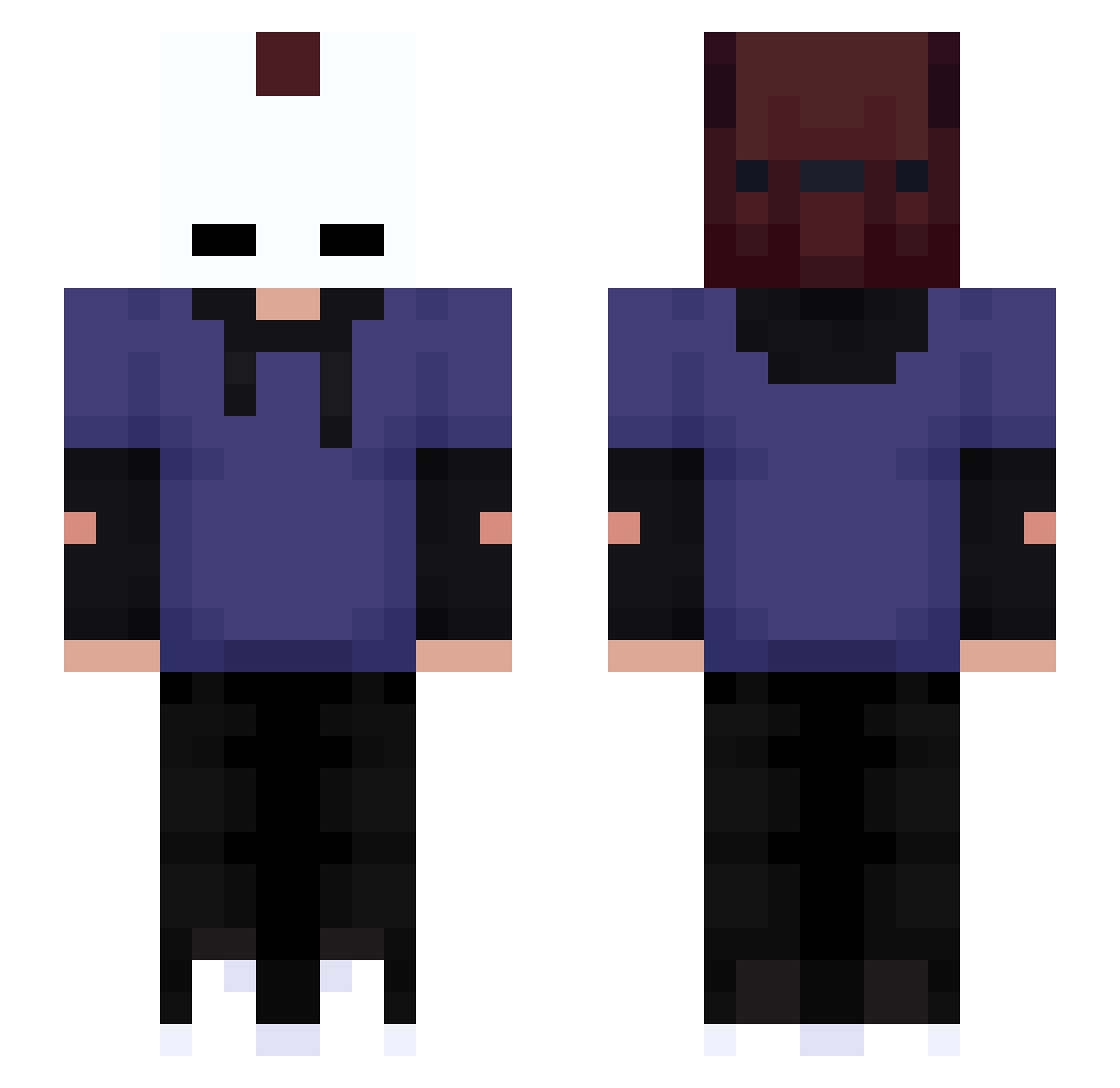 Rabb1tHood Minecraft skin, front and back view