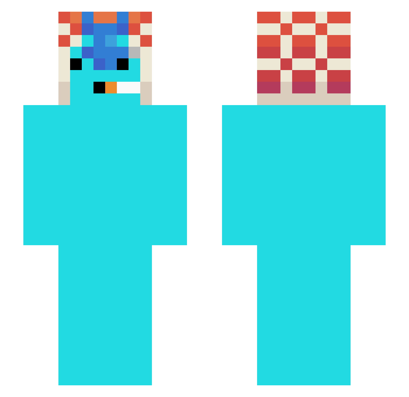 V3RTICE3 Minecraft skin, front and back view