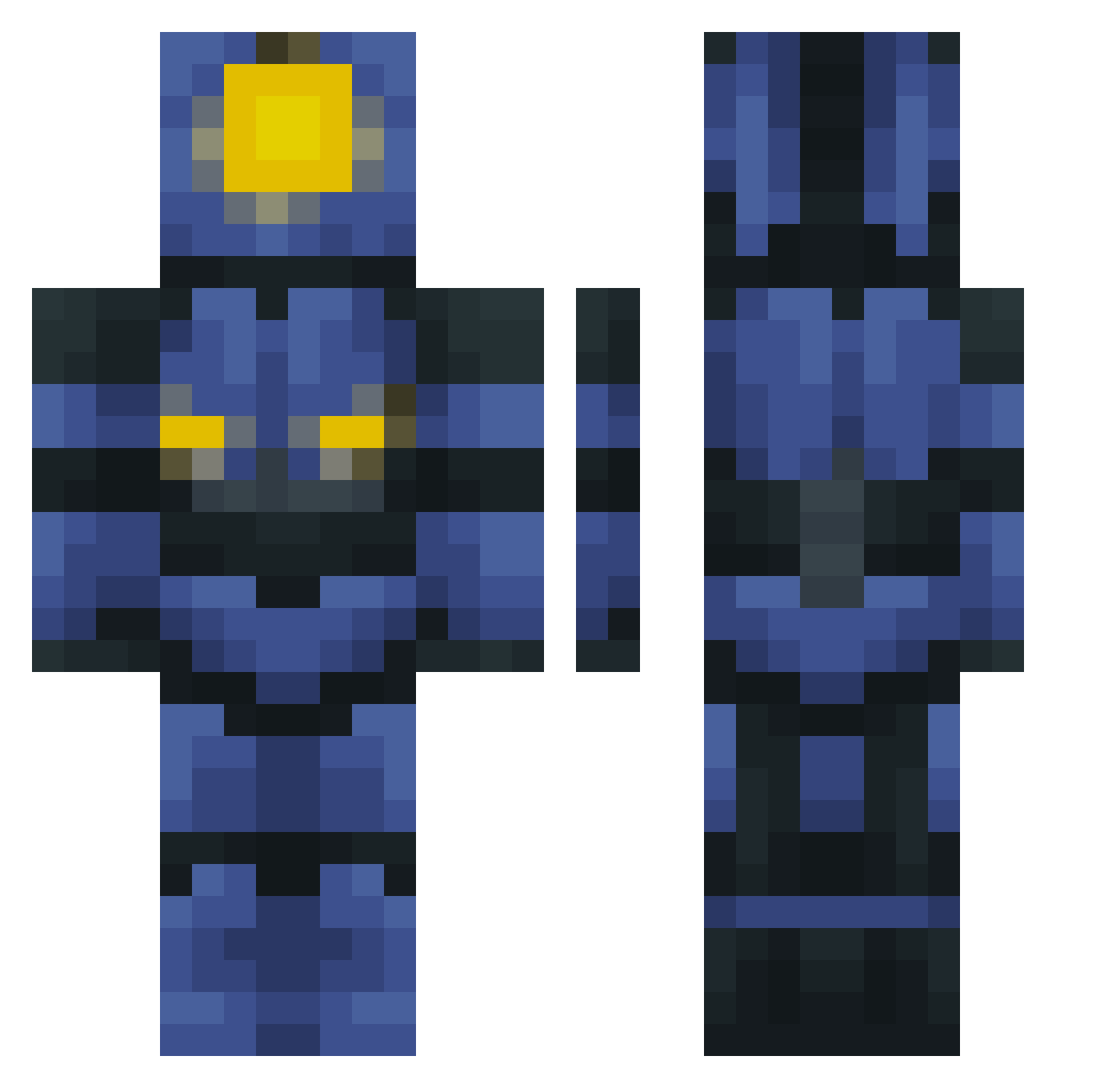 TheHye Minecraft skin, front and back view