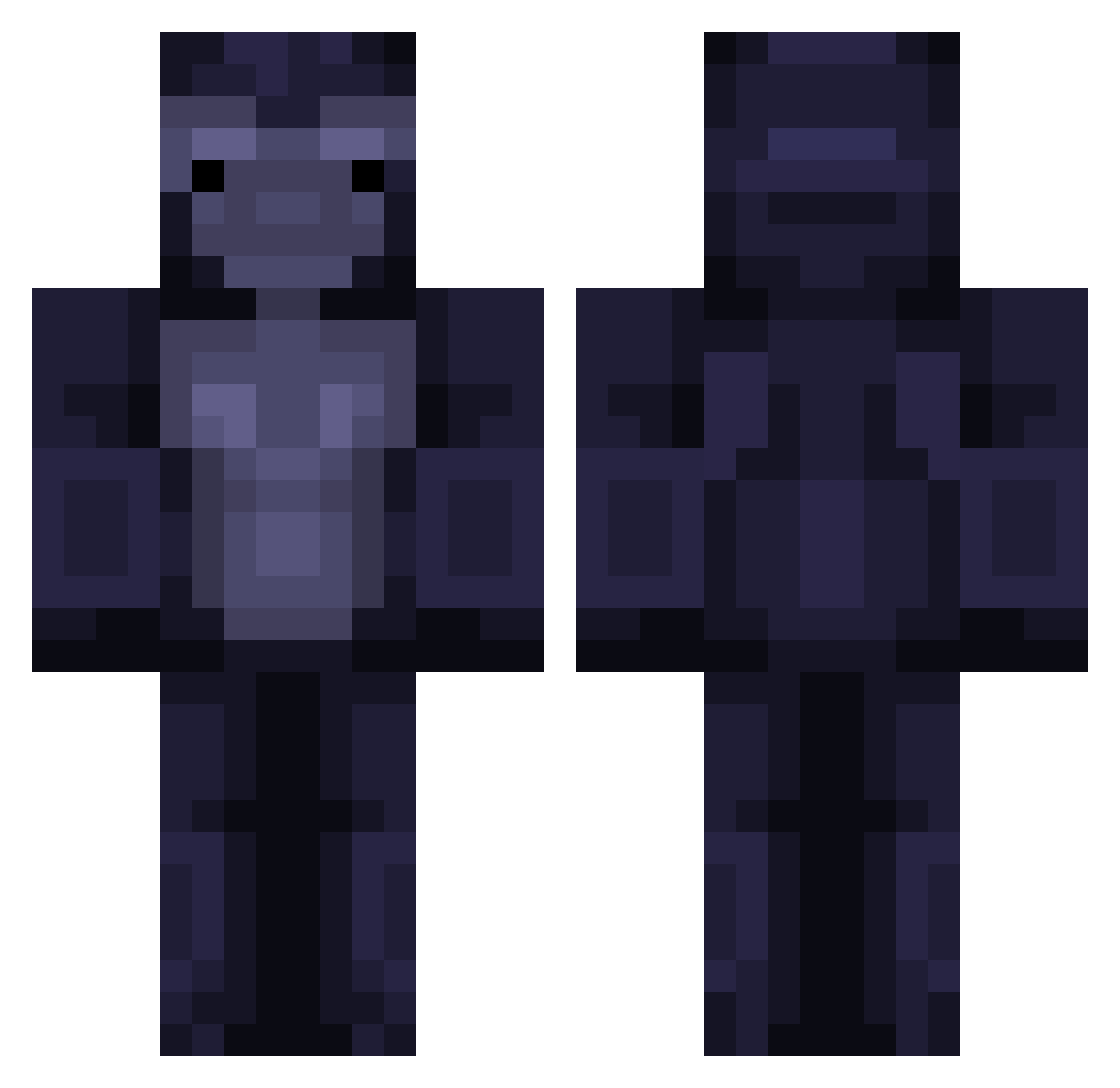 MrVlood Minecraft skin, front and back view